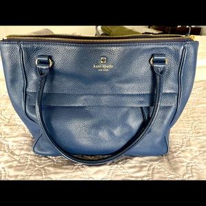 Kate Spade Pebble Leather Navy Blue Tote